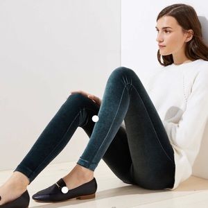 LOFT Hunter Green Velvet Leggings